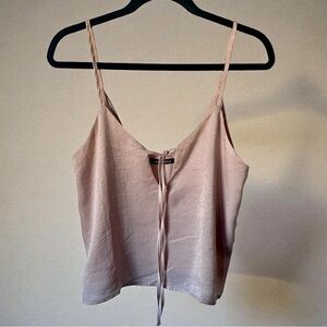 Brandy Melville Satin Pink Front Tie Cami Top | One Size